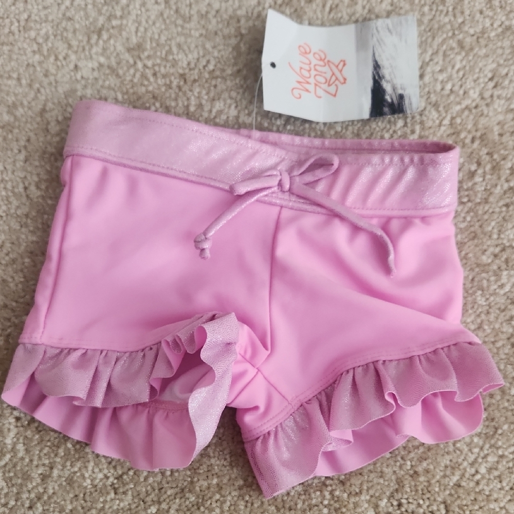 Wave Zone Girls Pink Ruffle Swim Shorts Size 2 BNWT